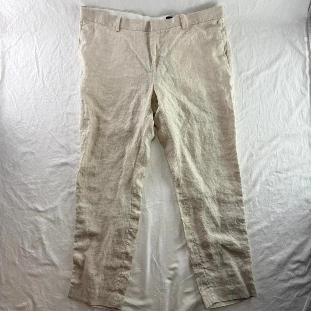 H&M Slim Fit Linen Dress Pants Mens 42R Old Money Wedding Summer Vacation